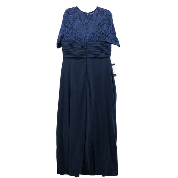 Ever Pretty Chiffon Lace Sleeve Blue Party Prom Evening Dress Size 18 Sweetheart - Picture 2 of 12